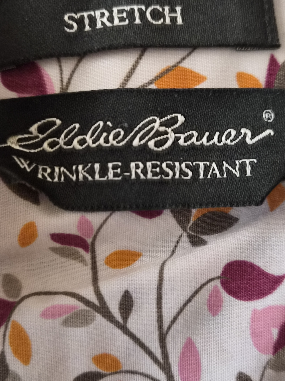 Eddie Bauer Floral Stretch Wrinkle-Resistant Top - Pink, Orange, Gray